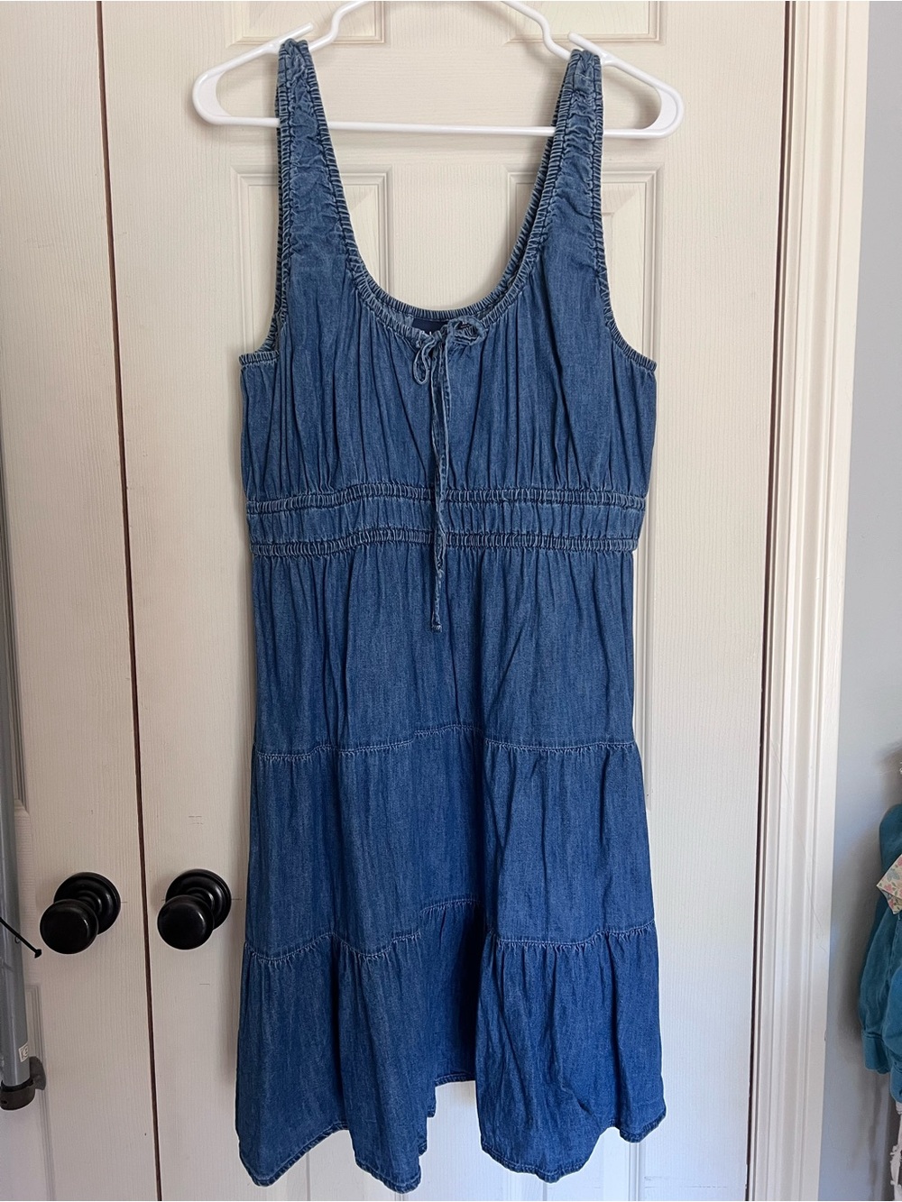 GAP Blue Lightweight Denim Tie-Front Mini Dress